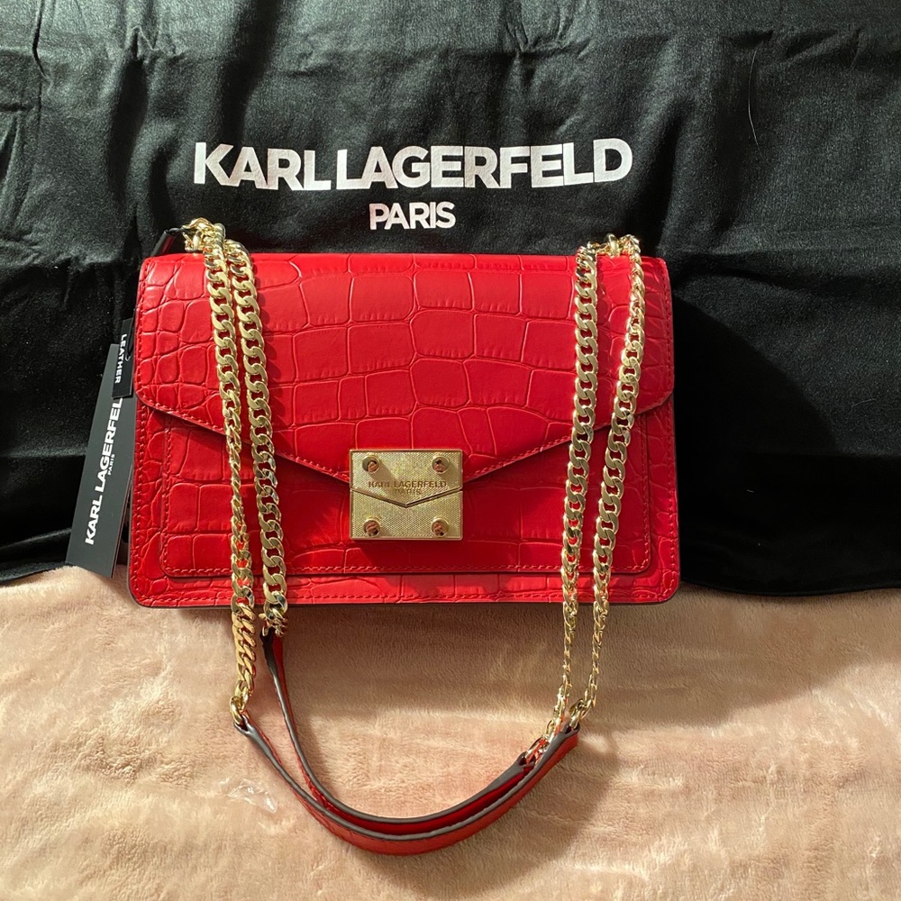 KARL LAGERFELD PARIS RED SHOULDER BAG
